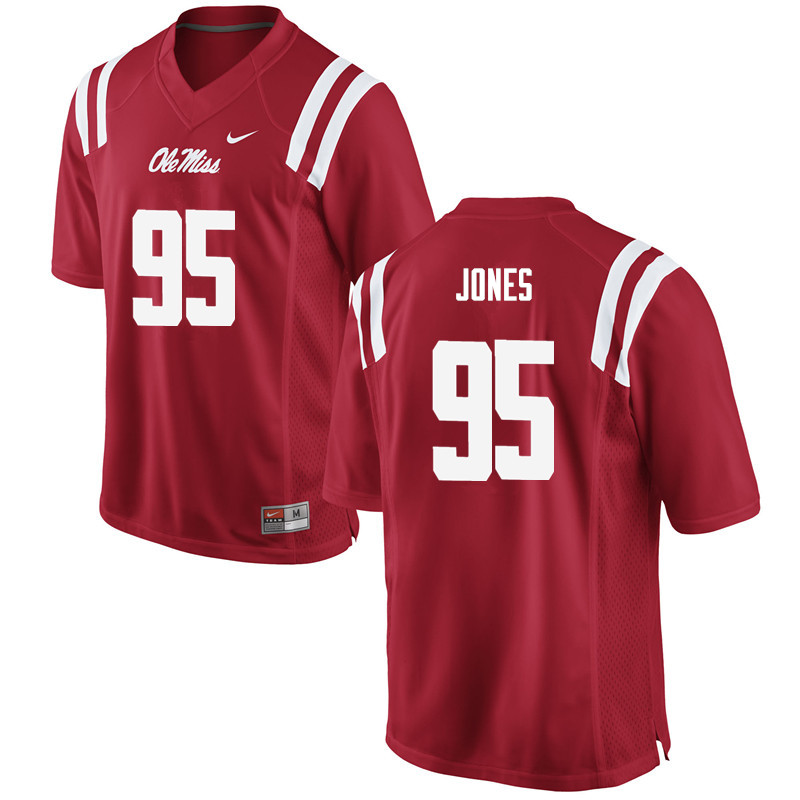 Men Ole Miss Rebels #95 Benito Jones College Football Jerseys-Red - Click Image to Close